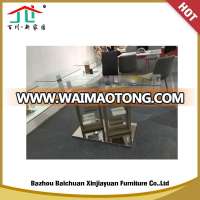 BAICHUAN XIN JIAYUAN dining table 10mm clear tempered glass with stainless steel covered MDF base