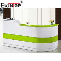 Ekintop modern design hair salon white curved shape reception desk