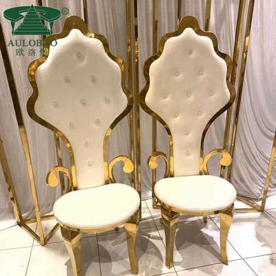 antique design gold stainless steel wedding high back king throne chair