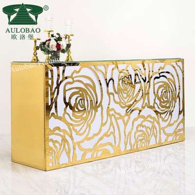 Rectangle glass top gold metal pvc crave lighten up modern reception bar counter