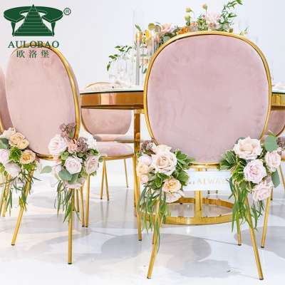 elegant style fabric seat stainless steel frame rental bride and groom wedding chair