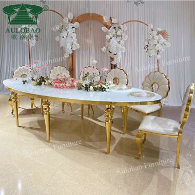 2020 new design dining room luxury hotel hall oval glass top wedding banquet table