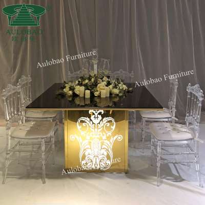 Wedding colorful led dining table set designs tables and chairs for restaurant