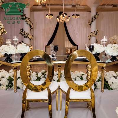 Modern Luxury round back stackable gold stainless steel dinning chairs