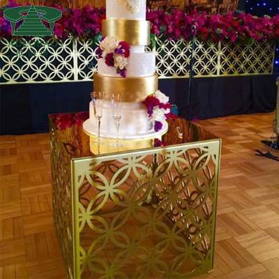 Modern wedding furniture luxury gold stainless steel wedding cake table decoration